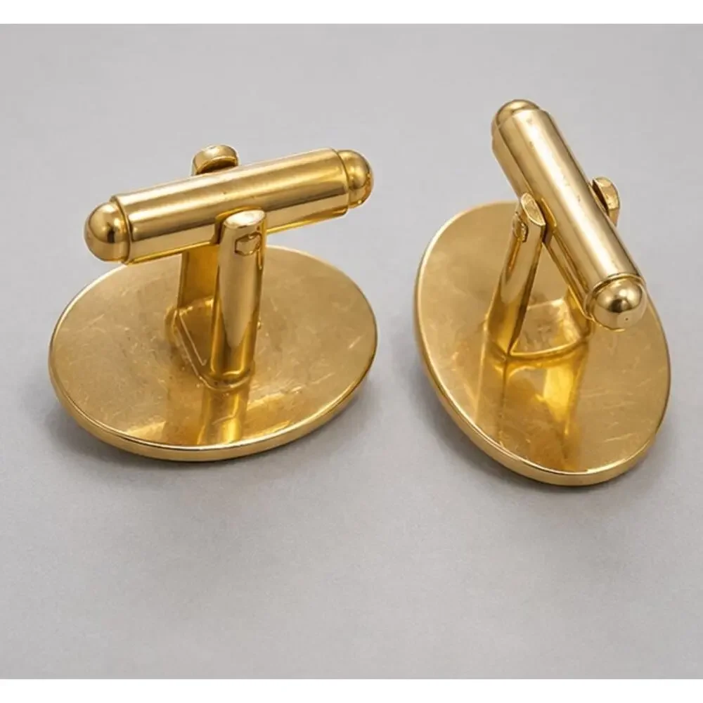 Vintage Anson Cufflinks Gold-tone Rhinestone Mid-century Cuff Links Oval cl-